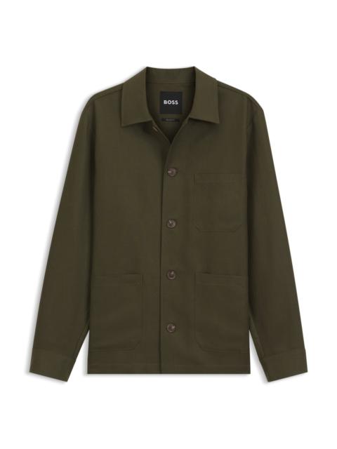 BOSS RELAXED-FIT OVERSHIRT IN SOLID TWILL