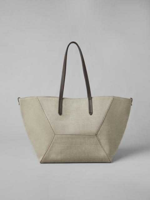 Cotton and linen canvas shopper bag with monili