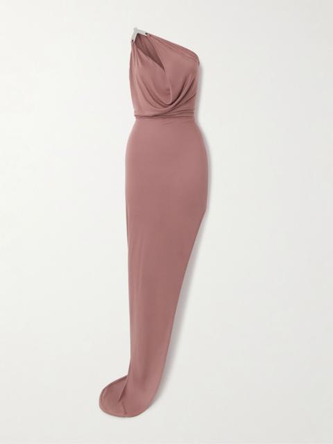 Rick Owens Hydra Aaliyah one-shoulder asymmetric embellished draped jersey gown Pink