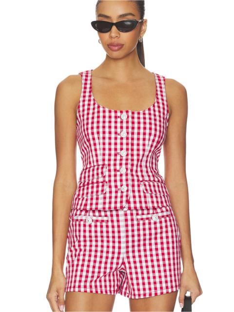 Cinq à Sept Mini Gingham Denim Lovina Top