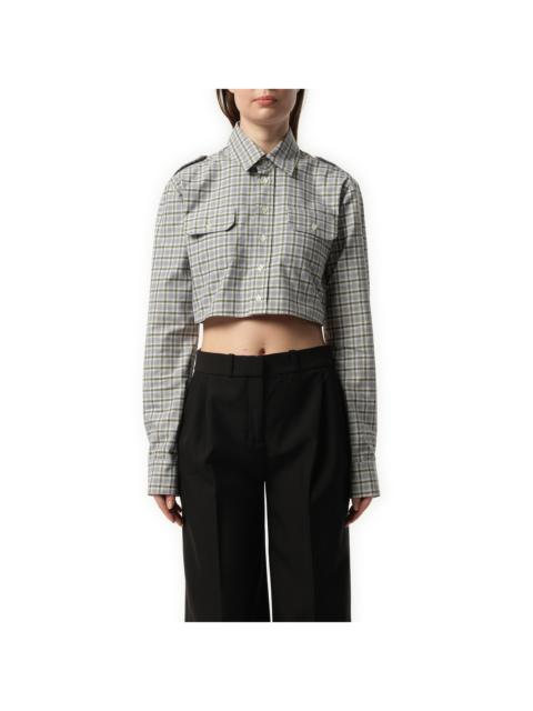 Cropped Shirt in Green/White