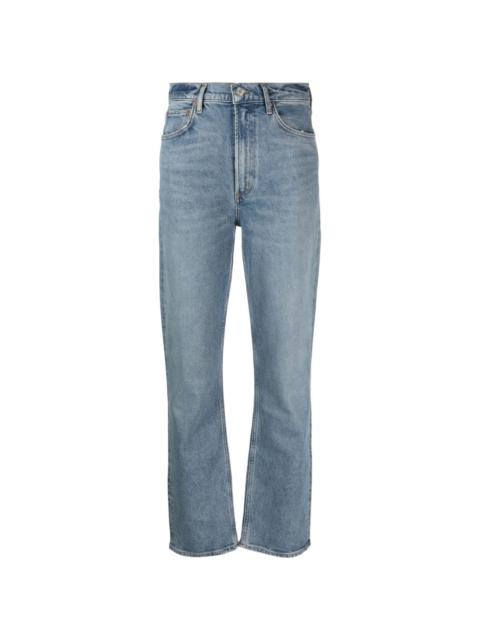 high-rise straight-leg jeans