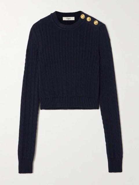Chloé Embellished cable-knit cotton sweater