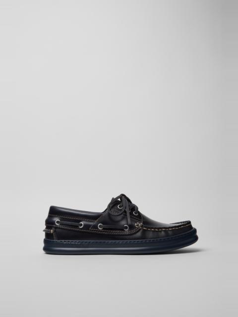 CAMPER Runner Blue Leather Moccasins for Men.