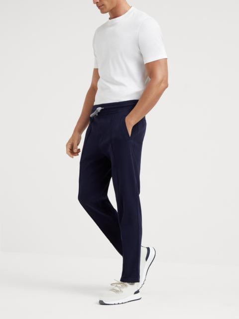 Brunello Cucinelli Techno cotton French terry trousers with crête detail