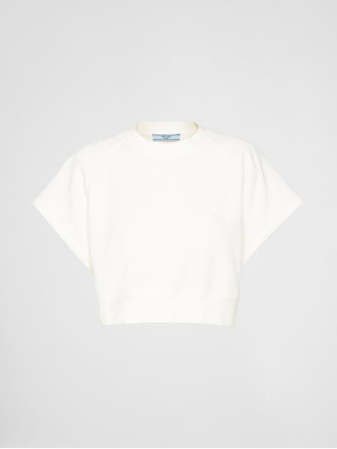 Short-sleeved cotton fleece sweatshirt