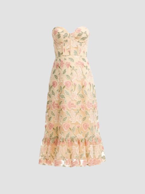 Dress The Population Women's Carina Floral Strapless Midi Dress - Blush Multi