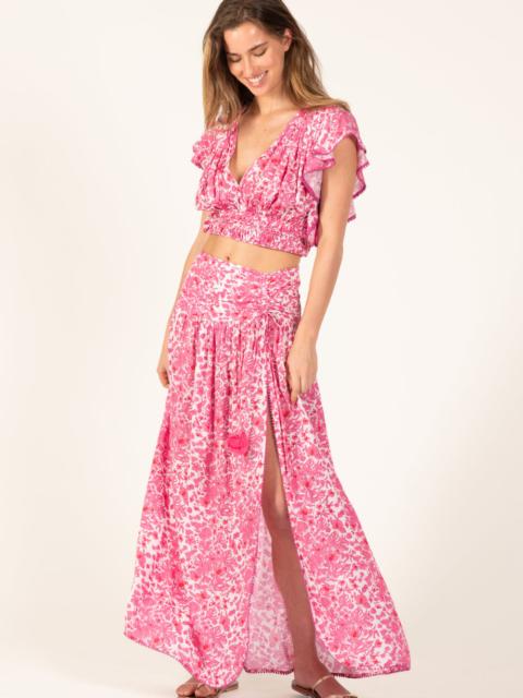 Poupette St Barth Long Skirt Carla - Pink Aquaflora