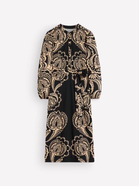 BODEN Eli Belted Jersey Midi Dress-Black, Flourishing Medley