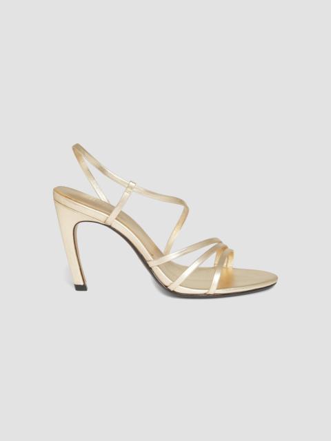 SCHUTZ Women's Annie Curve 85MM Metallic Leather Slingback Sandals - Platina
