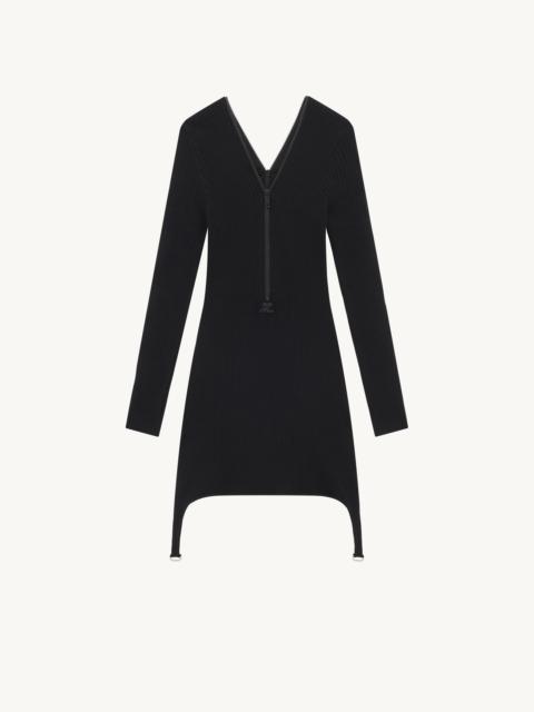 RIB KNIT ZIPPED DRESS