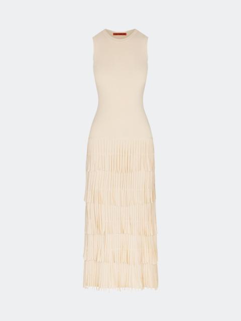SIMONMILLER Za Za Sleeveless Knit Fringe Dress in Ivory