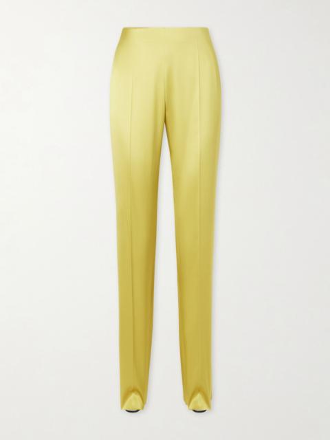 Valentino Silk-blend duchesse straight-leg pants Yellow
