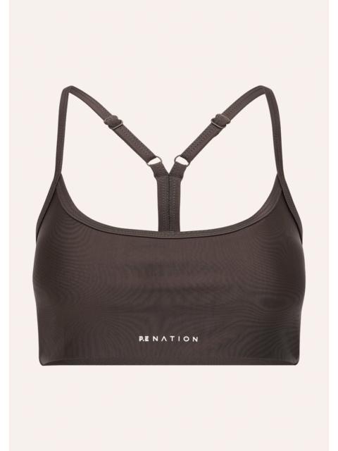 P.E NATION FAIRMONT SPORTS BRA IN MAJOR BROWN