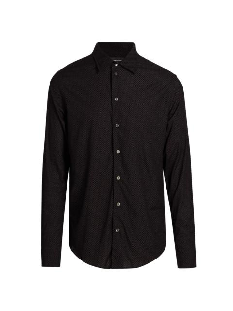 EMPORIO ARMANI Men's Flocked Velvet Sport Shirt - Black