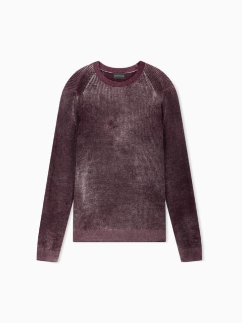EMPORIO ARMANI RIBBED VIRGIN WOOL SWEATER WITH MÉLANGE PRINT