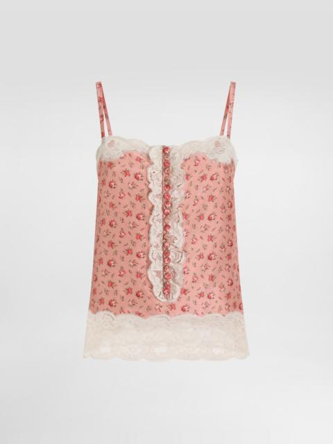 Dolce & Gabbana Small rose-print silk top