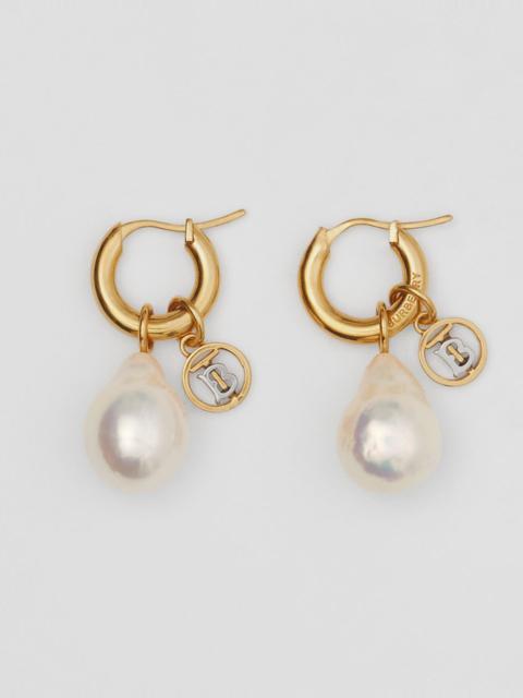Burberry Pearl Detail Gold-plated Hoop Earrings