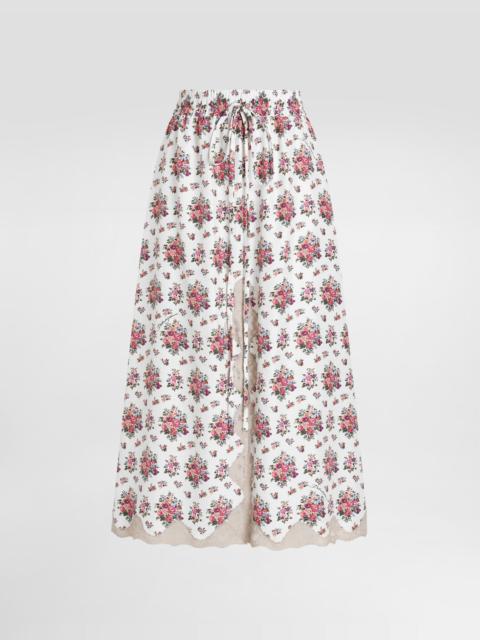 Dolce & Gabbana Small flower bouquets-print midi skirt