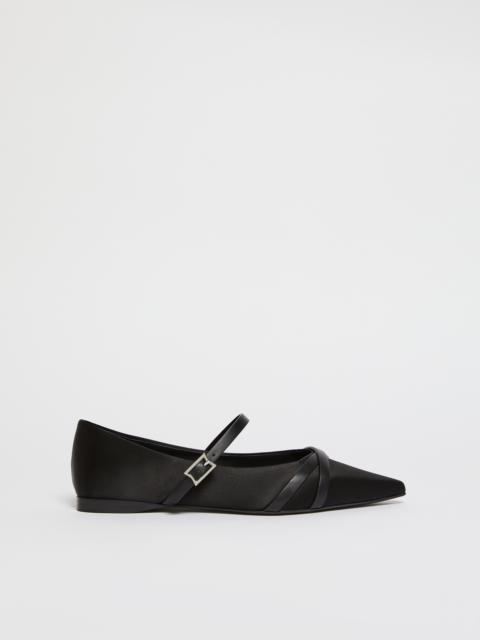 Max Mara SATINFLAT Satin and leather ballerinas
