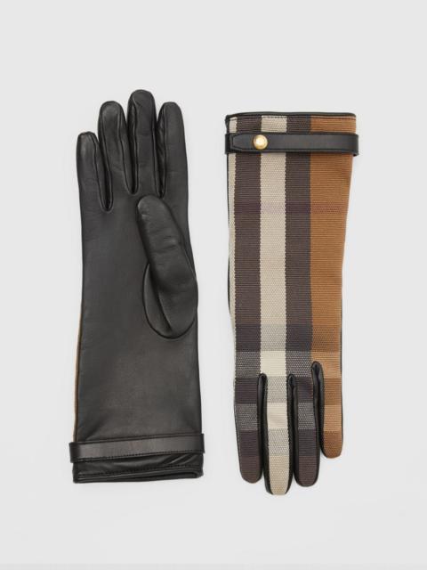 Burberry Cashmere-lined Technical Check and Lambskin Gloves