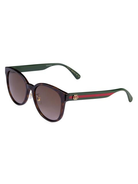 GUCCI Women's 56MM Round Sunglasses - Havana Green Brown