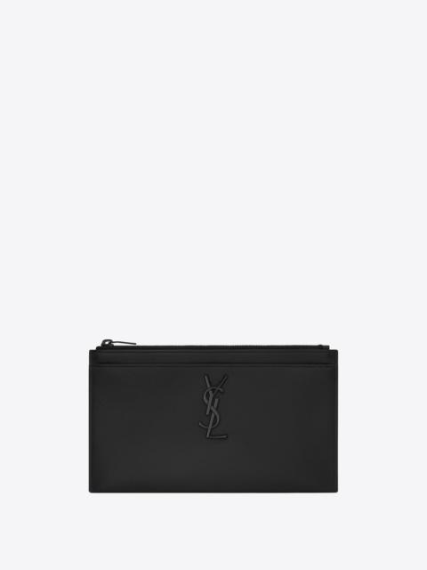 SAINT LAURENT monogram bill pouch in grain de poudre embossed leather