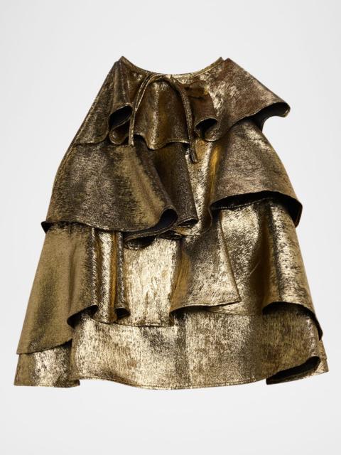 AKNVAS Bodil Metallic Ruffle Top