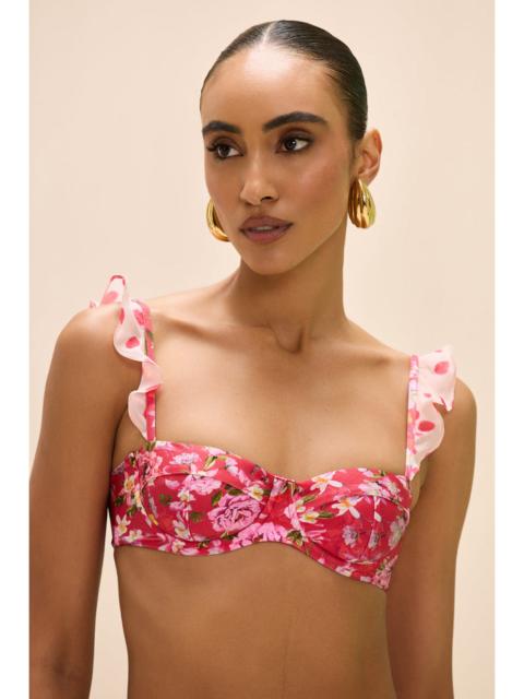 PatBO PEONY PRINT LYCRA BIKINI TOP
