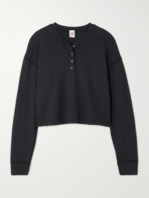 RE/DONE + Hanes Waffle-knit Modal And Cotton-blend Henley T-shirt