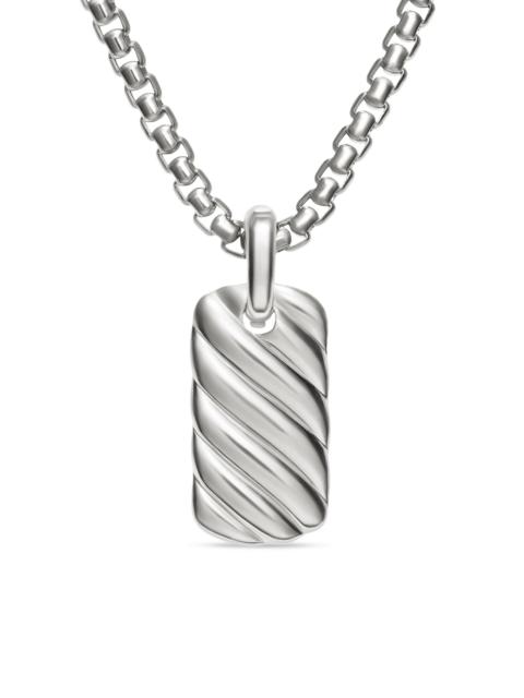 DAVID YURMAN Women's Petite Sculpted Cable Tag in Sterling Silver, 24MM - Silver