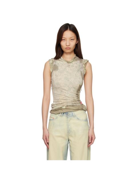 Diesel Khaki Bleached Effect Layered Top