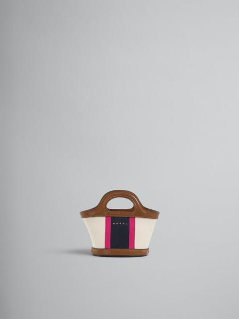 TROPICALIA MICRO BAG IN BROWN LEATHER AND STRIPED CANVAS