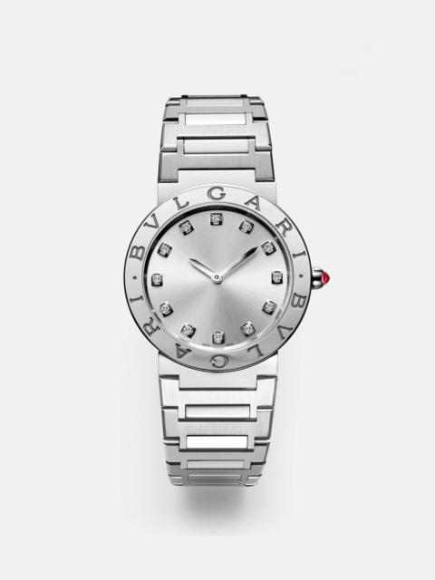 BVLGARI Bvlgari Bvlgari Lady 33mm stainless steel watch with diamonds and rubellite