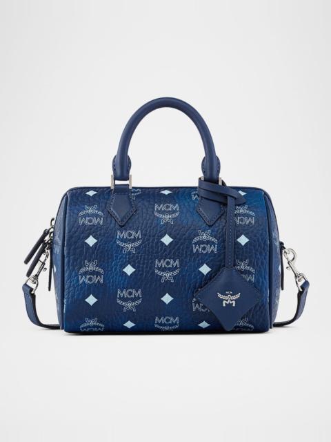 MCM Ella Small Boston Visetos Top-Handle Bag