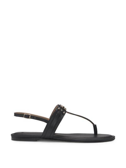 BOSS LEATHER SANDALS WITH METALLIC DOUBLE B MONOGRAM