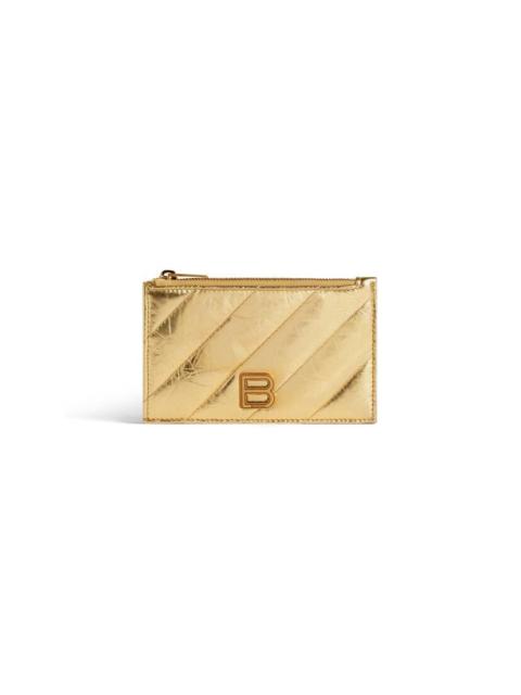 Women's Crush Long Coin And Card Holder Metallized Quilted in Gold