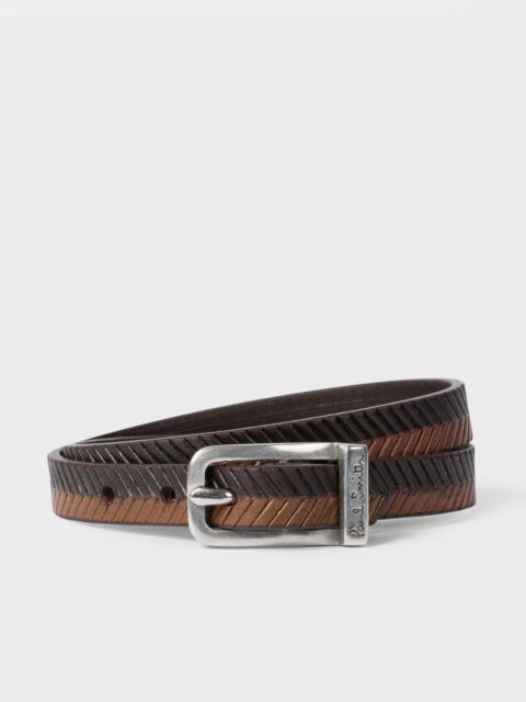 Two-Tone Brown Herringbone Leather Bracelet