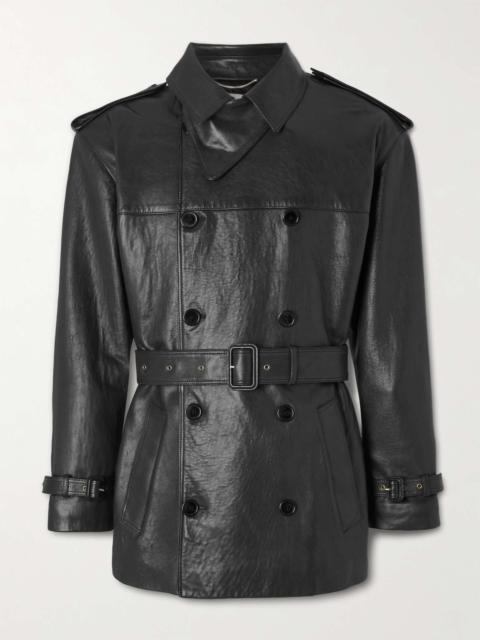 SAINT LAURENT Double-Breasted Leather Trench Coat