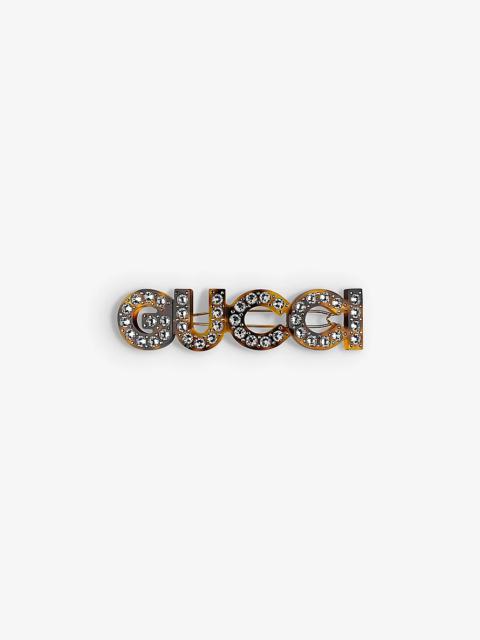 GUCCI Crystal-embellished metal hair clip