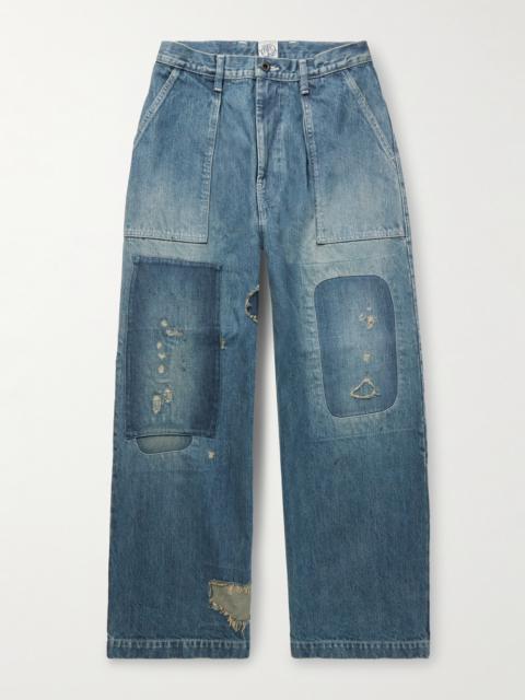 Kapital Rushfield Remake Wide-Leg Panelled Distressed Jeans