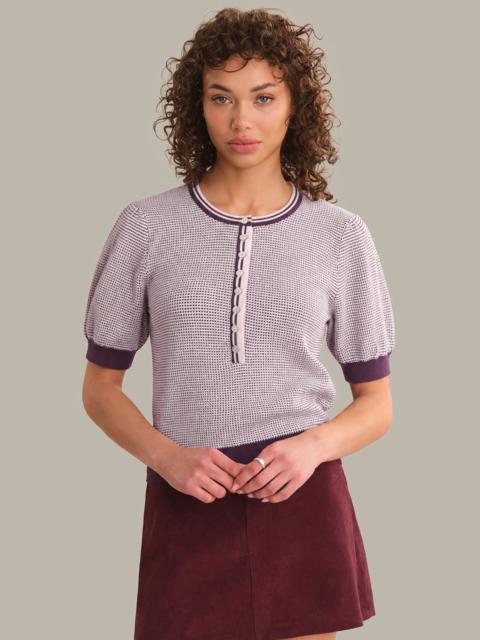 525 america Grayson Tweed Like Puff Sleeve Henley
