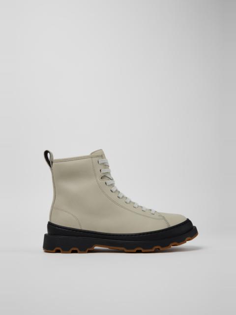 CAMPER Brutus+ Gray Leather Mid Boots for Women.