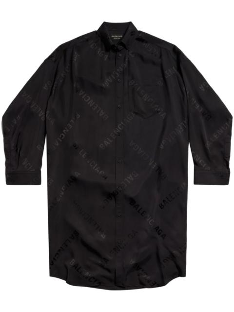 BALENCIAGA diagonal logo-print shirtdress
