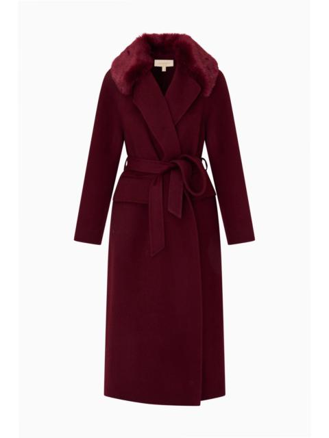 LoveShackFancy Katniss Faux Fur Collar Wool Coat