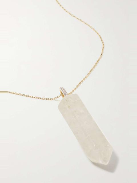 MATEO 14-karat gold, quartz and diamond necklace