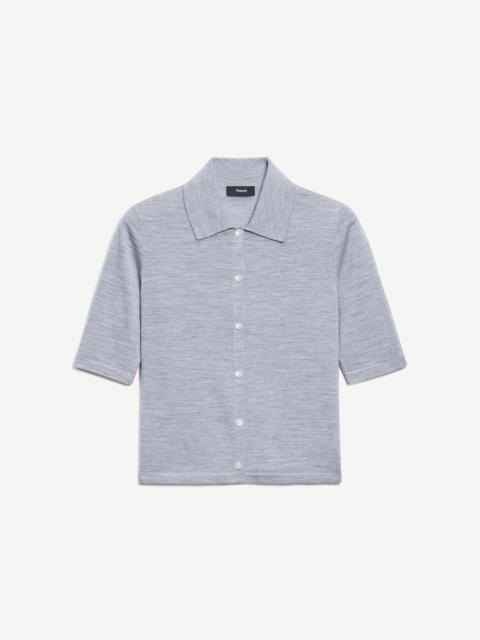 Theory Short-Sleeve Knit Shirt in Regal Wool
