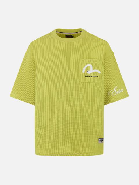 EVISU Seagull and Logo Embroidery Oversized Short-Sleeve Waffle Sweatshirt
