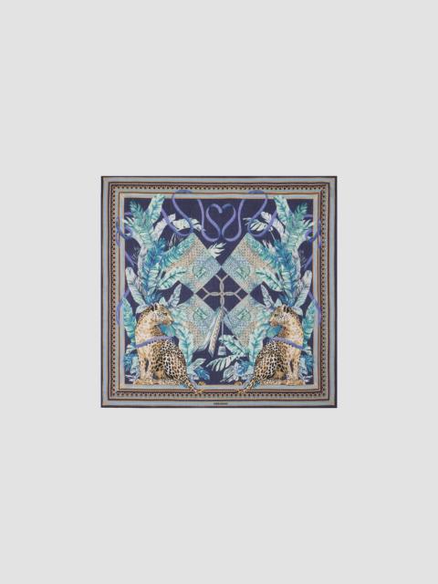 FERRAGAMO Women's Leopard-Print Cashmere Scarf - Blue