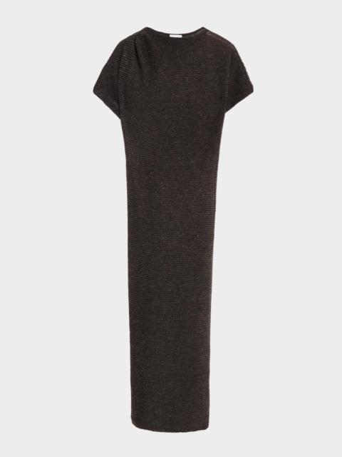 Brunello Cucinelli Silk Alpaca Knit Short-Sleeve Column Dress